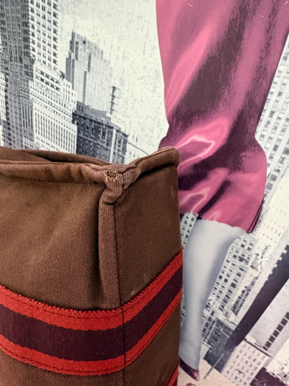Hermes small Tote Bag with Red Stripe Handles - Picture 7 of 10